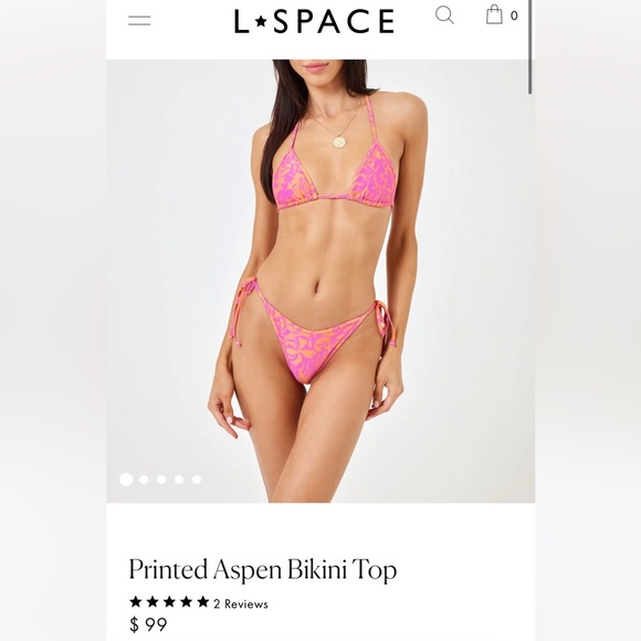 L*Space Printed Aspen Bikini Top & Bottoms - Path to Paradise Tropical Pink - Picture 2 of 5